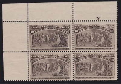 US 237 10c Columbian Exposition Block of 4 F-VF OG 2H/2NH SCV $700 - Image 1 of 2