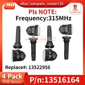 4x 315Mhz Tire Pressure Sensor TPMS 13516164 for GM 2017-2019 Silverado Sierra - Picture 1 of 10