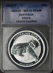 2012-P Australia $1 Silver Koala ANACS MS70 DCAM World Map Label - ✪COINGIANTS✪ - Picture 1 of 2