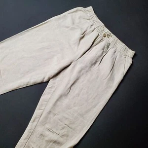 Madewell Women's Size M NWT Linen-Blend High Waist Track Trousers Beige MD210 - Picture 1 of 8