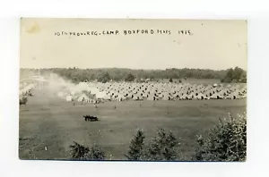 Boxford MA Mass 1915 RPPC foto postal, ejército de Estados Unidos, coche viejo, soldados, tiendas de campaña - Imagen 1 de 2