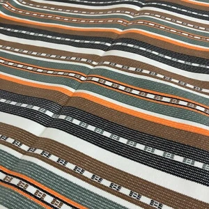Vintage Fabric Concord Fabrics INC Striped Heavy Orange Brown Black White 88"L - Picture 1 of 6