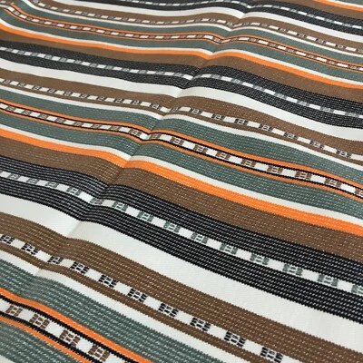 Vintage Fabric Concord Fabrics INC Striped Heavy Orange Brown Black White 88"L - Image 1 of 4