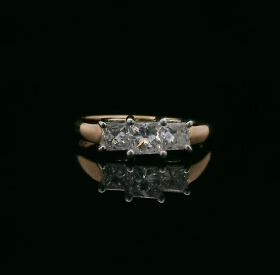 Anillo de diamantes de oro amarillo y platino de 14 quilates de 0,90 quilates - tamaño 8,25 - 5,00 g Foto 1 de 4