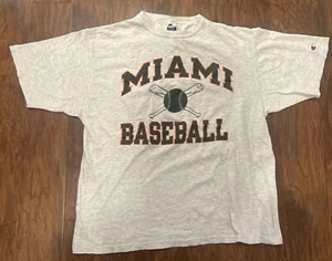 Vintage Champion Miami Baseball Gray T Shirt Mens XL USA Cotton Hurricanes - Picture 1 of 6
