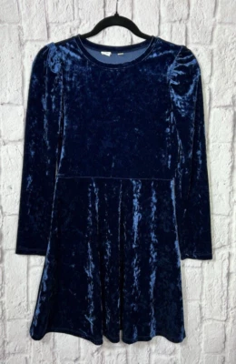 Gap Girls Velvet Skater A-line Dress Whimsygoth Long Sleeve Navy Size XL 12-13 - Image 1 of 4