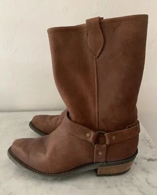 Botas Vaqueras Cuero Marrón Puntera Cuadrada Mujer’s 9-7.5 Hombre’s Foto 1 de 4