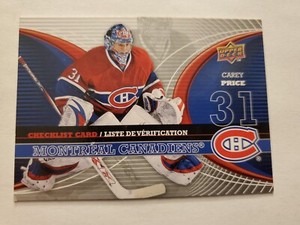 Carey Price 2008-09 UD McDonald's Canadian Goalie Checklist