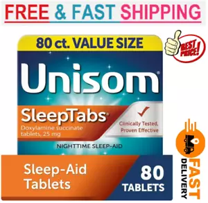 Unisom Sleeptabs Aiuto per dormire notturno Doxylamine Succinato 80 Compresse - Foto 1 di 7