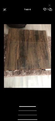 Couchtisch Buffalo  Typ: Recycling Saal Holz Mit 10mm Glasplatte, Edelstahl Füße - Bild 1 von 3