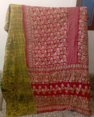 Лоскутное винтажное индийское одеяло Kantha Quilt ручной работы постельное белье покрывало - Изображение 1 из 2
