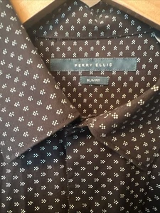 Perry Ellis mens long sleeve shirt (SlimFIT L ) Dark Blue FREE SHIPPING - Picture 1 of 7