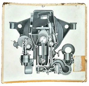 Vista transversal de 18 x 20" del motor marino de gasolina 1953 impresión de cartón - Imagen 1 de 3