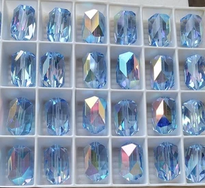 Vintage Swarovski 5204 15x10mm Barrel Bead Large, Light Sapphire AB (4pcs) - Picture 1 of 2