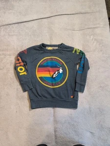 Aviator Nation Crew Sweatshirt Kids 6 Gray Sleeve Spell Out - Picture 1 of 8