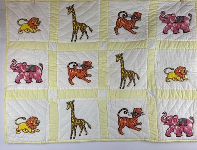 "Manta acolchada de colección para bebé cuna circo elefante león jirafa tigre 30,5"" X 40,5""" Foto 1 de 4