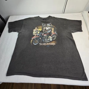 Camiseta De Colección Harley Davidson Survivors Wolf Motocicleta Gráfica Puntada Única 1989 - Imagen 1 de 24