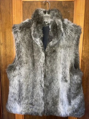 Chaleco de piel sintética Blassport para mujer grande marrón cremallera reversible Foto 1 de 4