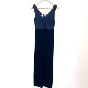 VTG Y2K Whimsigoth Bead Silk Velvet Maxi Dress Gown Size 2 Black Fairy Vamp Glam - Picture 1 of 8