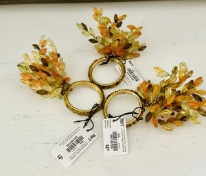Lote De 3 Anillos Servilleteros Pier 1 Follaje Fanfarria Cuentas Hojas Otoño Boho De Colección Nuevos Con Etiquetas - Imagen 1 de 12