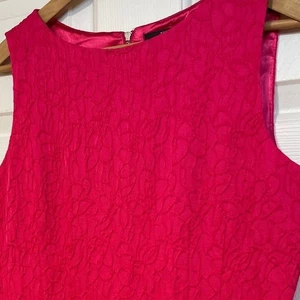 Tahari Hot Pink Floral Texture Sleeveless A-Line Short Dress L 12 Elegant Chic - Picture 1 of 9