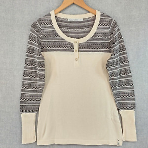 Woolrich Sweater Womens Small Ivory Fair Isle Knit Henley