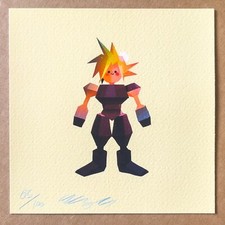 Olly Moss CLOUD Print FINAL FANTASY VII 5x5 PS4 Game Art Card Mondo Poster RARE