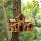 Garden Hanging Wooden Bird House Hummingbird Nest Handmade Waterproof