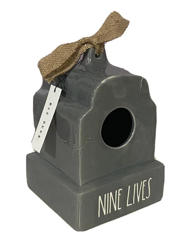 NIB Rae Dunn *Nine Lives* Birdhouse Grey Magenta Artisan Collection Cover