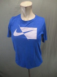 NIKE DRI-FIT Size L Boys Blue Crew Neck Short Sleeve Gym Athletic T-Shirt 263 - Picture 1 of 9