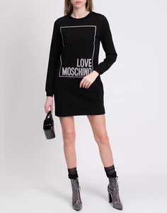 RRP€285 LOVE MOSCHINO Short Sweatshirt Dress IT42 US6 UK10 M Embellished Logo - Bild 1 von 10