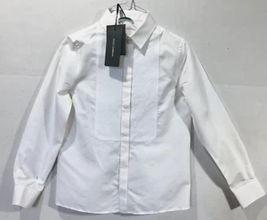 NWT DOLCE & GABBANA IVORY PINTUCK FRONT L/S POINTED COLLAR COTTON/SILK SHIRT 10 - Picture 1 of 6