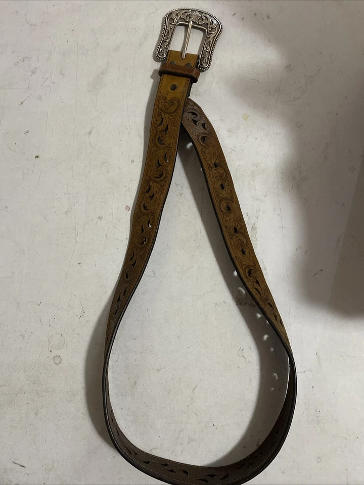 Ariat Ladies Scroll Paisley 1.5" Brown Leather Belt A1514802 - Image 1 of 4