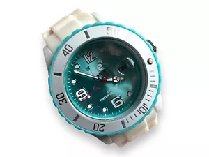 Ice-Watch WHITE TURQUOISE UNISEX Case 5ATM Japan Movement Rotating Bezel Used - Picture 1 of 24