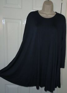 Womens🦋MADE IN ITALY🦋navy stretch jersey longline swing top tunic size 20/22