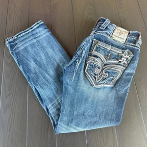Jeans Rock Revival Para Hombres 32x30 Bootcut Azul Premium Diseñador Embellecido Denim - Imagen 1 de 23