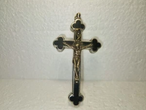 ANTIQUE WONDERFUL LITTLE CATHOLIC RELIQUARY CRUCIFIX 1900s / 1910s - Photo 1/16
