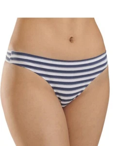 SO Intimates Cotton Blend 980 Navy Blue & White Unicorn Stripe Thong Size Medium - Picture 1 of 1