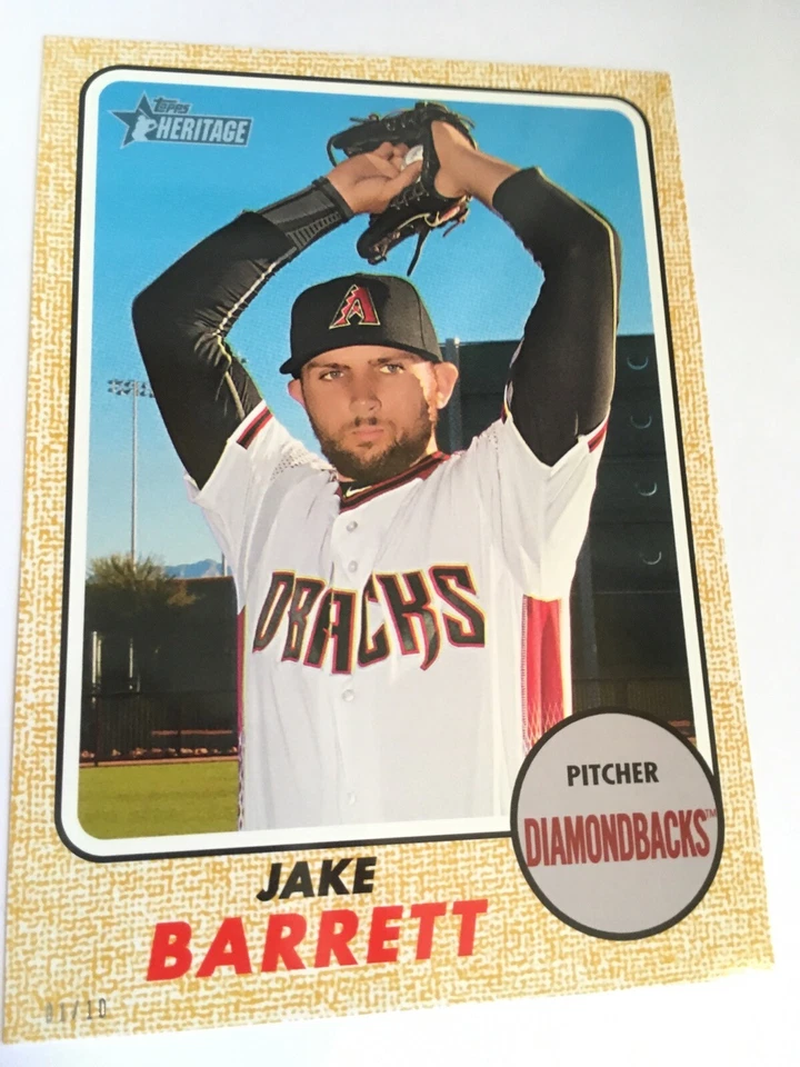 2017 Topps Heritage Jumbo 5x7 Jake Barrett DBacks 211 #’d 01/10 Gold - Image 1 of 1
