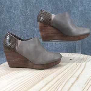 Dr Scholls Boots Womens 11 M Harlow Wedge Booties Gray Faux Leather Slip On - Picture 1 of 16