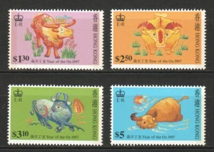 HONG KONG 1997 ZODIAC LUNAR NEW YEAR OF OX COMP. SET OF 4 STAMPS SC#779-783 MINT - Picture 1 of 3