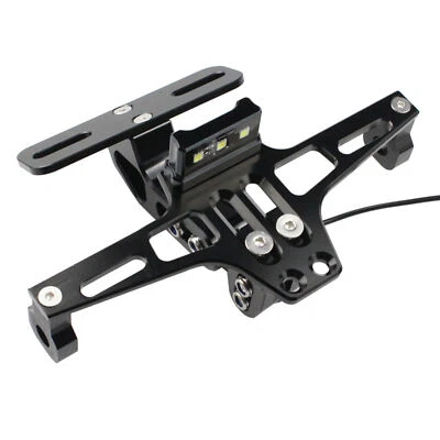 Adjustable License Plate Holder Mount Bracket With LED Taillight for Motorcycle - Image 1 of 4