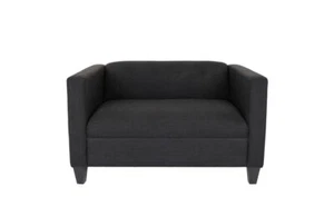 80 Black And Dark Brown Loveseat - Picture 1 of 1