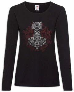 Thors Hammer Ornaments Damen Langarm T-Shirt Odhins Walhalla Wikinger Vikings - Picture 1 of 1