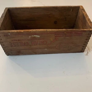 Vintage Lion Brand Pasteurized Chive Cream Cheese Wooden Box 3.5” x  3” x  7” NJ - Picture 1 of 11