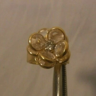 Vintage ESPO Joseph Esposito 14k GE Estrás Transparente Floral Rosa Anillo talla  Foto 1 de 4