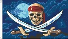 PIRATE FLAG 5’ x 3’ Skull Moonlight Red Bandana Kids Pirates Party