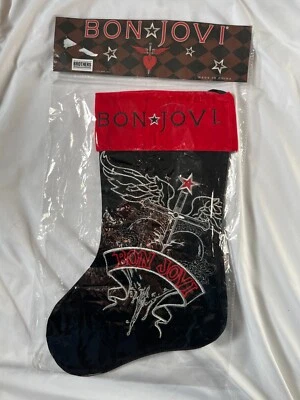 Nuevo Bon Jovi Navidad Terciopelo Navidad Medias Rock n Roll Banda Bordada Foto 1 de 3