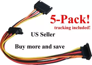 SATA Power 15-pin Y-Splitter Cable Adapter Male to Female HDD Hard Drive 5-Pack - Picture 1 of 1
