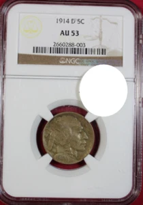 1914-D BUFFALO NICKEL NGC AU53 - Picture 1 of 4